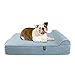 5.5-inch Thick High Grade Orthopedic Memory Foam Dog Bed With Pillow and Easy to Wash Removable Cover with Anti-Slip Bottom. Free Waterproof Liner Included - for Large Breed Dogs - Grey