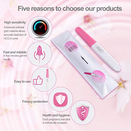 Pregnancy Test, Early Detection Pregnancy Test HCG Tests Pregnancy Testing 5Pack Home Urine Hcg Pregnancy Test Kit, Individually Wrapped - Thumbnail 4