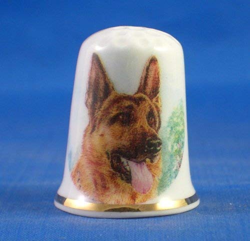 Porcelain China Collectable Thimble -- Alsation Dog