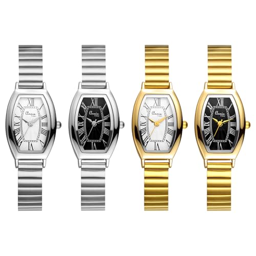 OIDEA Tonneau Vintage Women's Watch: Quartz Analog Watch with Stainless Steel Strap Roman Numerals – Gift
