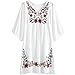 ASHER FASHION Floral Embroidered Peasant Dressy Tunic Tops Blouses