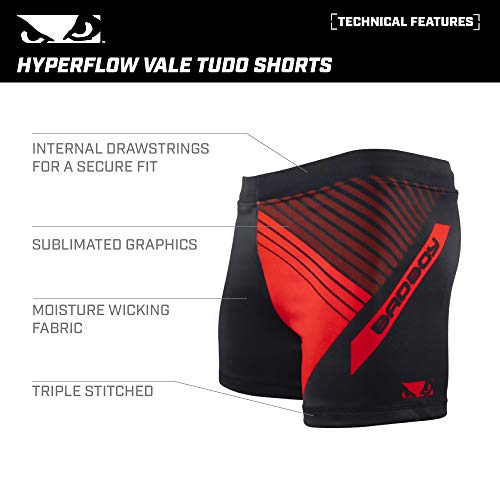 Bad Boy Hyperflow Polyester Competition MMA Mixed Martial Arts Vale Tudo Shorts (Red - Large) - Thumbnail 4