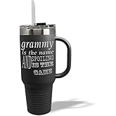 Tumbler Cups with Straw Grammy The Name Spoiling The Game B Family & Friends Mom Coffee Tumbler with Lid Personalized Insulated Travel Mugs Engraved Stainless-Steel 40 Oz Black Design Only