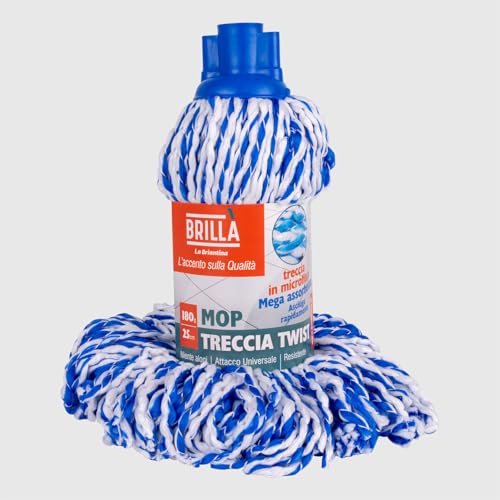La Briantina Replacement Mop Braid Twist in Microfibre 180 g – Effective and Durable for Any Floor – Universal Thread, 30 cm
