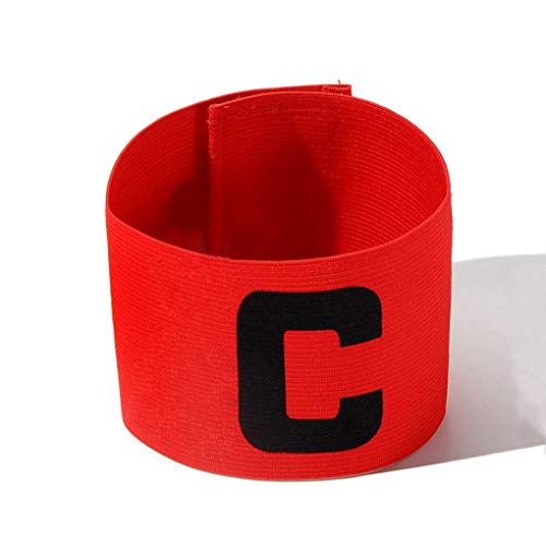 MioCloth Soccer Captain Badge Armband Football Basketball Team Sport Adult Youth Adjustable College School Athletic Player Arm Bands Sleeve Accessory Red