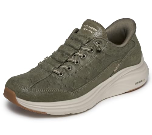 Skechers Women's Cozy Fit Hands Free Slip-Ins Natural Ease, Olive, 8.5