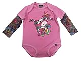 HARLEY-DAVIDSON Baby Girls' Glittery Creeper, Mesh Tattoo Sleeves 3000611 (3/6M) Pink