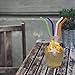 PYRAWS Eco Friendly Reusable Glass Straws | 200 mm x 8 mm Straw Case Set, Muddler Stick Private Portable Case Included | Bubble Tea and Milkshakes, Tea, Juice, Beer, Water, 4 Fun Color Option