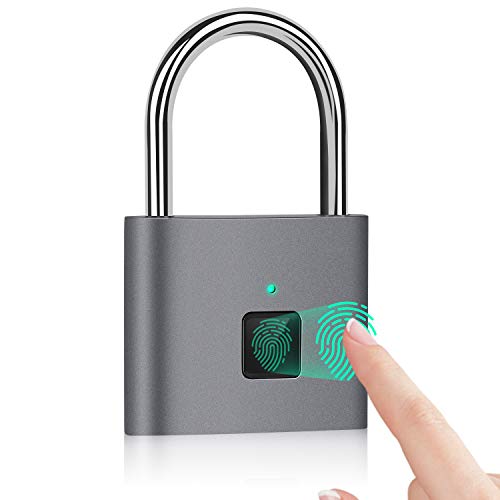 Fingerprint Padlock, TAOCOCO Smart Keyless Security Locker Lock Fingerprint Lock Gym Lock IP65 Waterproof Anti-Theft USB Rechargeable Suitable for School Locker/Gym/Door/Cabinet/Suitcase/Backpack