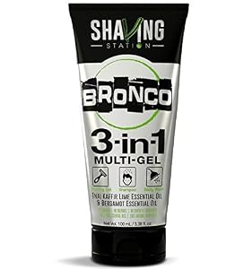 Image of Shaving Station For Men | 3 and 1 Travel Shampoo, Body Wash, and Shave Gel-  Vegan and Sulfate Free- All Skin Types- Kaffir Lime, Bergamot and Passion Fruit Essential Oils 3.38 fl ounces