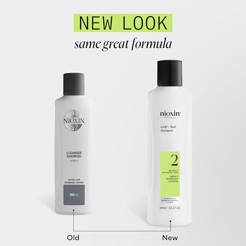 Nioxin System 2 Scalp + Hair Thickening Shampoo for Natural Hair with Progressed Thinning | Cleanse & Boost Hair Density with Niacinamide & Biotin