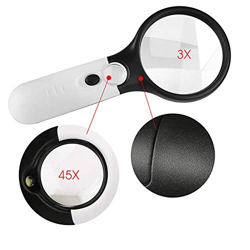 Microscopes & Endoscope,Maserfaliw Magnifier,Beileshi 3X 45X Handheld 3 LED Light Magnifier Reading Magnifying Glass Loupe