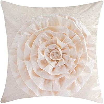 The White Petals Viscose 3d Flower Pillow Cover Pack Of 1 12x12