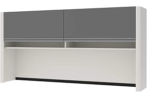 Bestar Connexion 71W Hutch for Narrow Desk Shell in Slate & Sandstone