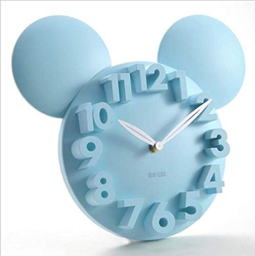 JIZI Modern Designer Mickey Mouse 3D Wall Clock Acrylic Digital Wall Clock Large Wall Clock Kitchen Watch Horloge mural For Children@Blue_10 inch