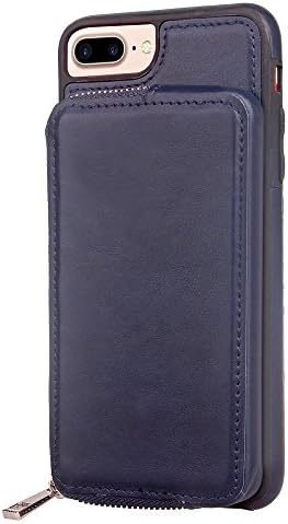 iPhone 7 Plus Wallet Case, iPhone 6/6s Plus Card Holder Case, SOGOLA iPhone 8 Plus Slim Leather Case Credit Card Pockets & a little mirror for Apple iPhone 8 Plus / 7 Plus /6 6s Plus (Blue)