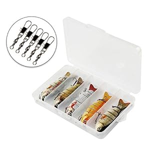 Pfativant Leurres Pêche Articulés Carnassier 5pcs-10cm Poissons Nageur Flottants Avec Hameçons Mustad Appât Dur Réaliste Coule Lentement 1-2m Kit De Pêche