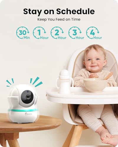 CAMSTRO Baby Monitor with Camera, 5" Display, 360° Remote Pan-Tilt-Zoom, Night Vision, Two-Way Audio, 5000mAh Battery, Feeding Reminder, Lullabies, Cry and Motion Detection, VOX Baby Camera, No WiFi