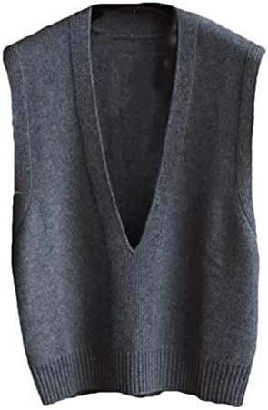 Amazon.com: Kelsiop Fall Winter V Neck Cashmere Knit Vest Women's