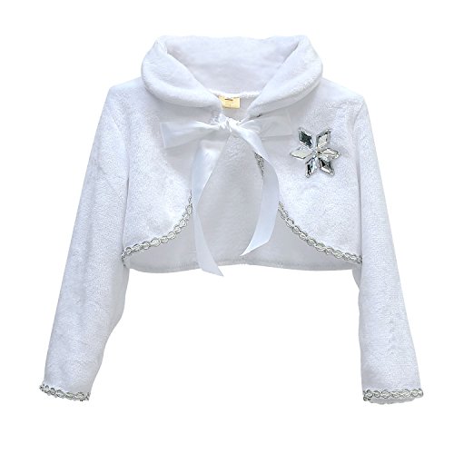 LOEL Little Girls Faux Fur Princess Shrug Crop Cape Coat for Wedding Gown