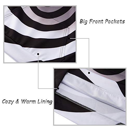 Womens Hoodies Sweatshirts Cool 3D Swirl Hoodie Pullover Casual Long Sleeve Pull On Hoody Jumper 80s Vintage Hooded Jumper with Kanga Pocket