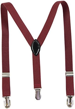 Keywin Solid Color Kids and Baby Elastic Adjustable Suspenders (Burgundy)