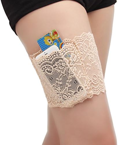 LIUMANG Womens Lace Non-Slip Thigh Garter Purse Phone Security Pockets (Large)