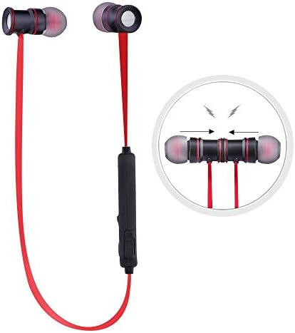 DPKIKO 3365365 Wireless Stereo Bluetooth Headset with Magnet Attraction, Sweatproof V4.1 Sports Earphones with Microphone for iPhone, Android Smartphones and Other Bluetooth Devices, Red