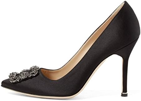 Amrantos Women Fashion Satin Jewel Buckled High Heel Pointed Toe Studded Wedding Shoes Size 2.5-11 UK