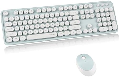 UBOTIE Colorful Computer Wireless Keyboard Mouse Combos, Typewriter