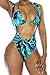 Viottiset Women's Halter Thong Brazilian Push Up Pad Strappy Two Piece Swimsuit Blue Medium