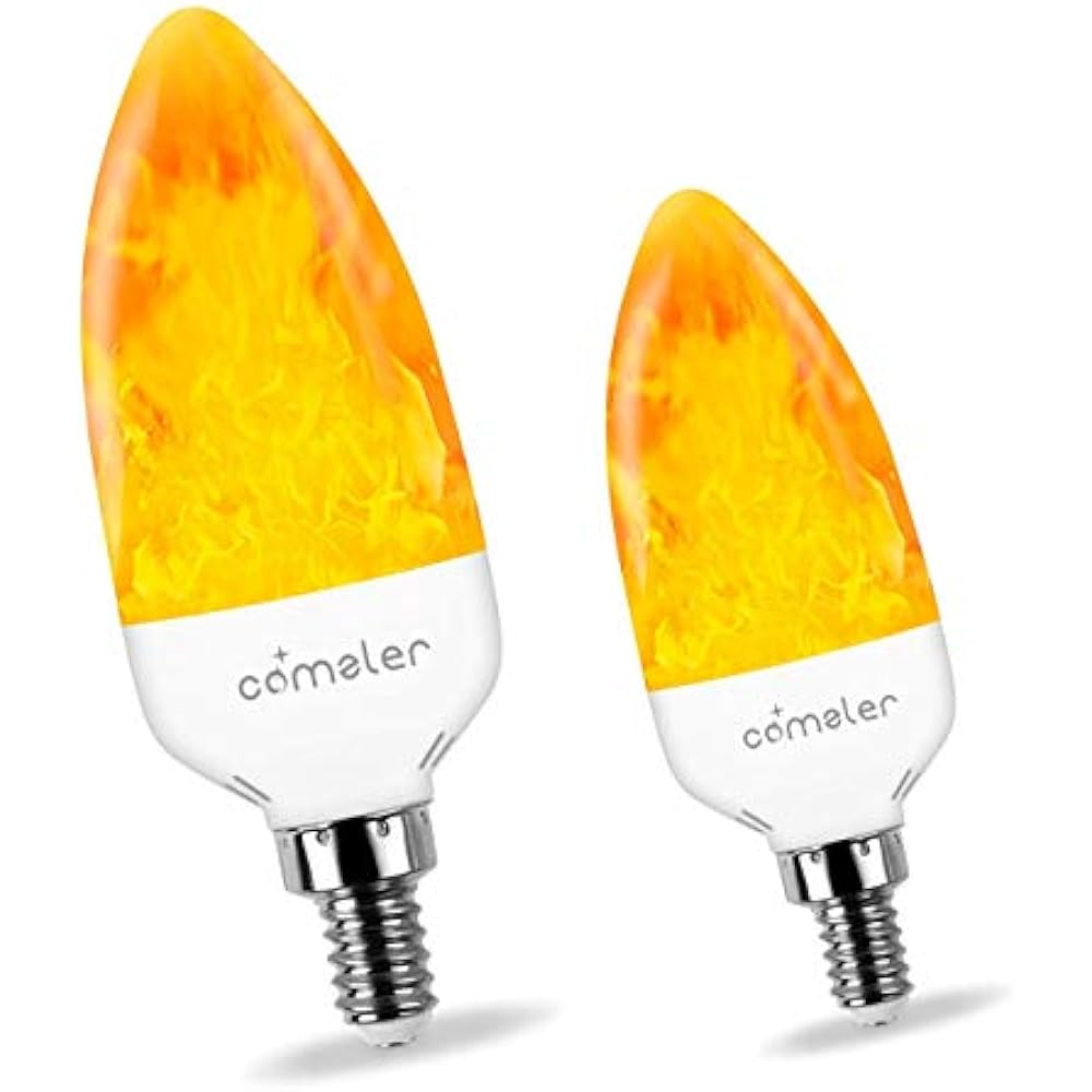 LED Bulbs Candelabra Flame Effect Light Bulb, E12 Base, 2Mode