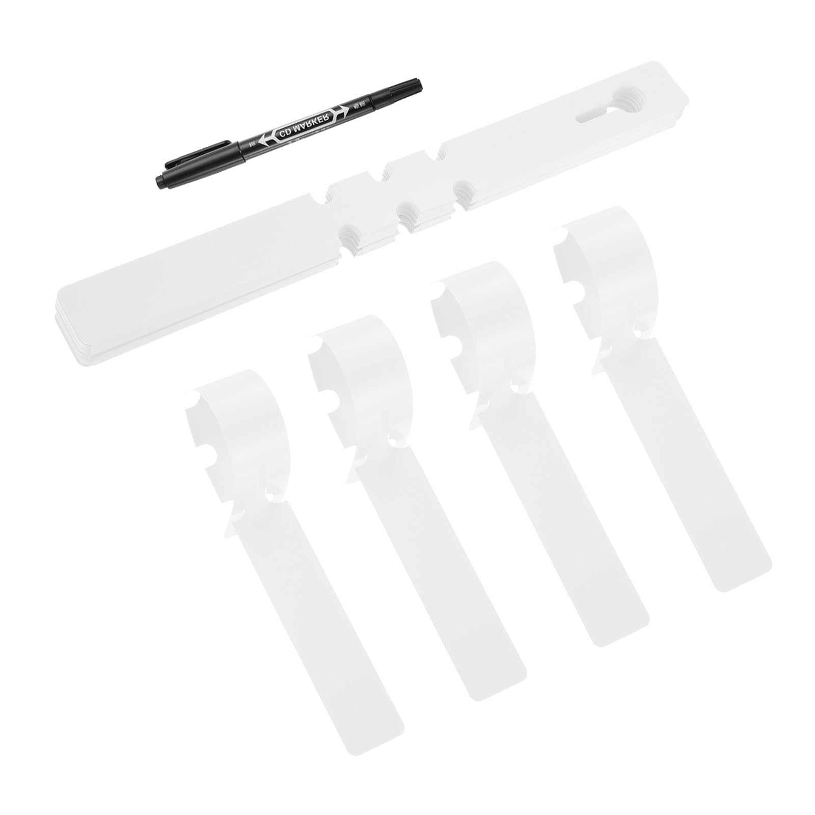 PATIKIL Plastic Plant Tags, 50 Pcs Wrap Around Plant Labels Adjustable Nursery Garden Tags Waterproof Hanging Tags Tree Tags with Pen for Plant Garden, White