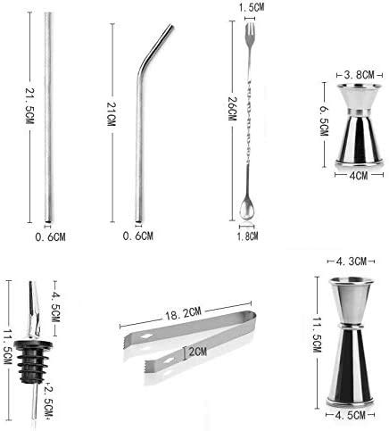 LKNJLL Martini Shaker Cocktail Shaker Set Edelstahl 19 Stück, Bar Set, barsieb, Bar Werkzeuge, Barkeeper Kit, Doppelmess… – Bild 3