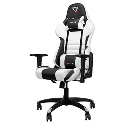 Furgle-Silla-de-Juegos-Estilo-Carreras-Silla-de-Oficina-con-Respaldo-Alto-4D-Ajustable-de-Piel-sintetica-ejecutiva-ergonomica-giratoria-para-Videojuegos-con-Modo-Mecedora-Negro-Blanco