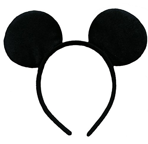 Mickey Mouse Ears Solid Black and Bow Minnie Headband for Boys and Girls Birthday Party or Celebrations (Set of 18)