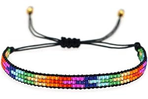 Agriajun Handmade Boho Seed Bead Friendship Strand Bracelets for Women Charm Adjustable Couples String Rope Braided Bohemia Multicolor Beaded Bracelet Fashion Jewelry Gift