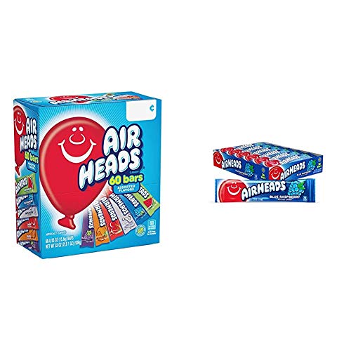 Airheads Candy Bars, Variety Bulk Box, Chewy Full Size Fruit Taffy