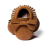 Voberry Baby Boys Girls Tassel Bow Soft Sole PU Leather Loafers Moccasin Sneakers (3~6 Month, Coffee)