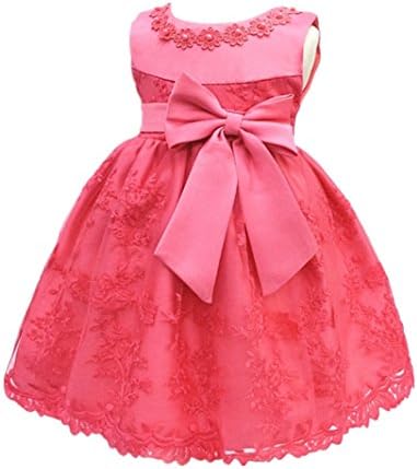 H.X Baby Girl's Newborn Bowknot Gauze Christening Baptism Dress Infant Flower.