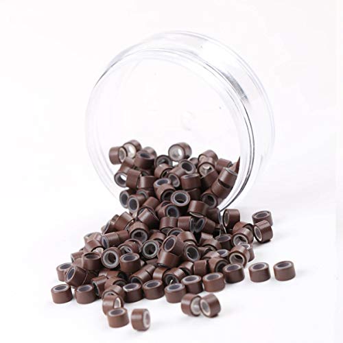 Beauty On Line 200Pcs Beads Silicone Aluminium Micro Nano Rings 3mm Lined For I Tip/Nano Hair Extensions Tool Beads (Brown) - Thumbnail 6