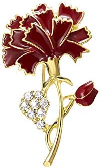 Hacoly Red Rose Brooch Pins Boutonniere 4.4 * 4.2cm Alloy Elegant Crystal Cartoon Brooch Pins Rhinestone Diamond For Women Buckle Scarves Shawl Clip Jewelry Accessories Decoration(F)