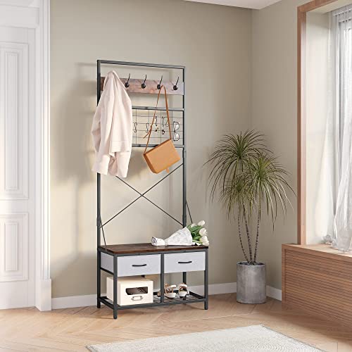 YITAHOME Coat Rack with Entryway Bench, 5in1 Multifunctional Hall