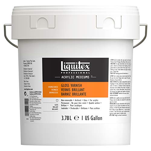 Liquitex 6236 Glanz Firniss, Fixativ für Acrylfarben, glänzender Oberflächenschutz, 3,78 Liter Eimer