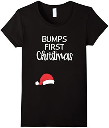 Womens Bumps First Christmas Shirt funny xmas maternity shirt Large Black