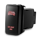 MICTUNING M0810-T-LLBR-HF Backlit LED Light BAR Symbol Push Button with Wiring Kit ON-Off Switch for Toyota (Red, Surface Size 1.54 x 0.83 inches)