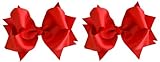 Hair Bow Set for Girls (2) 4.5 Inch Grosgrain Ribbon Hair Bows ~ Funny Girl Designs