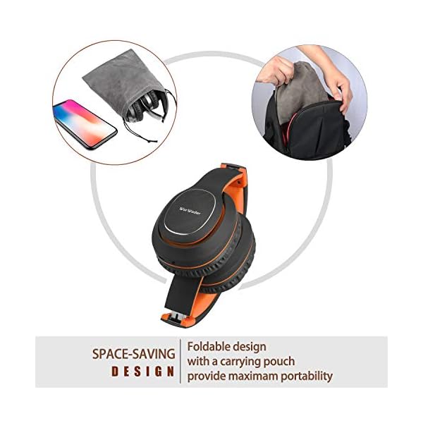 Wireless-Headphones-Over-Ear-WorWoder-50-Hrs-Playtime-Bluetooth-Headphones-Foldable-Hi-Fi-Stereo-Soft-Earmuffs-Light-Weight-Built-in-HD-Mic--Wired-Mode-for-Cellphone-PC-TV-Black-Orange WorWoder Wireless Headphones Over Ear, 80 Hours Playtime Bluetooth Headphones, Hi-Fi Stereo Sound with Microphone…
