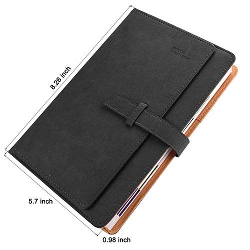 A5 School Year Planner Notebook, Faux Leather Cover Monthly Bullet Journal Organizer with Card Slots Pen Holder, 320 Pages Perfect for Use in Academic Year - Thumbnail 2