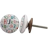 Indianshelf Handmade 2 Piece Multicolor Ceramic Alphabet Furniture Pulls Artistic Rust Free Door Knobs Traditional Flat
